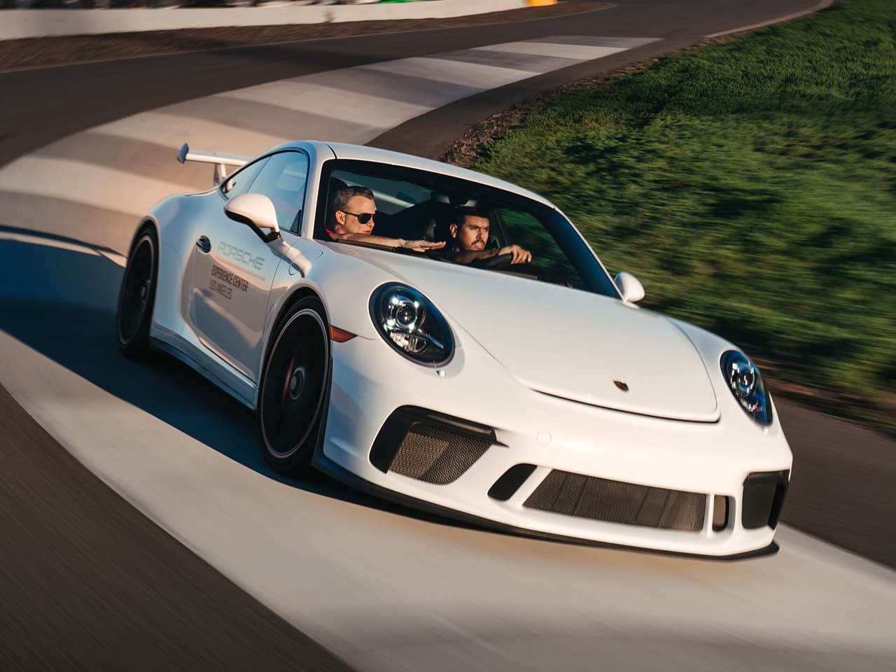 White Porsche in a track