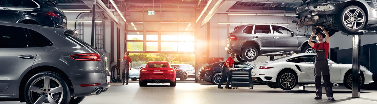 Car repair service happening at our Porsche Oklahoma City service center